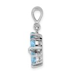 Sterling Silver Rhodium Light Swiss Blue Topaz & Diamond Flower Pendant - Image 2