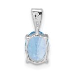Sterling Silver Rhodium Light Swiss Blue Topaz Pendant - Image 4