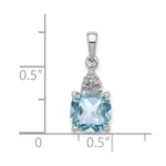 Sterling Silver Rhodium Lt Swiss Blue Topaz & Diamond Pendant - Image 3