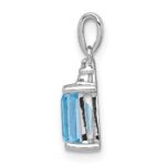 Sterling Silver Rhodium-plated Light Swiss Blue Topaz & Diamond Pendant - Image 2