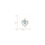 Sterling Silver Rhodium Heart Swiss Blue Topaz & Diamond Heart Pendant - Image 3