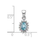 Sterling Silver Rhodium Light Swiss Blue Topaz & Diamond Pendant - Image 3