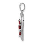 Sterling Silver Rhodium Garnet & Diamond Butterfly Heart Pendant - Image 2