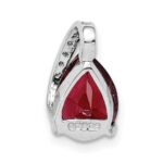 Sterling Silver Rhodium Pear Garnet Pendant - Image 4