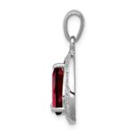 Sterling Silver Rhodium Garnet & Diamond Pendant - Image 2