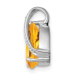 Sterling Silver Rhodium Pear Citrine Pendant - Image 2