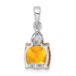 Sterling Silver Rhodium Citrine & Diamond Pendant - Image 4