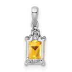 Sterling Silver Rhodium Citrine & Diamond Pendant - Image 4
