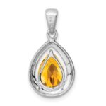 Sterling Silver Rhodium Citrine & Diamond Pendant - Image 4