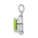 Sterling Silver Rhodium Plated Peridot and Diamond Pendant - Image 2