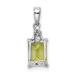Sterling Silver Rhodium Plated Peridot and Diamond Pendant - Image 4