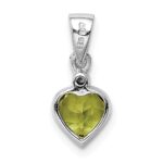 Sterling Silver Rhodium Plated Peridot and Diamond Pendant - Image 4
