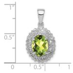 Sterling Silver Rhodium Plated Peridot and Diamond Pendant - Image 3