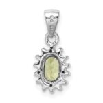 Sterling Silver Rhodium Plated Peridot and Diamond Pendant - Image 4