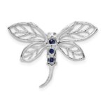 Sterling Silver Rhodium Sapphire Dragonfly Pendant - Image 4