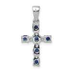 Sterling Silver Rhodium Dark Sapphire & Diamond Accent Cross Pendant - Image 4