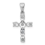 Sterling Silver Rhodium-plated Aquamarine & Diamond Accent Cross Pendant - Image 4
