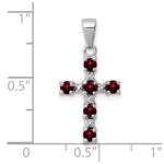 Sterling Silver Rhodium-plated Garnet & Diamond Accent Cross Pendant - Image 3