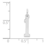 Sterling Silver/Rhodium-plated Elongated Polished Number 1 Charm - Image 3