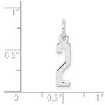 Sterling Silver/Rhodium-plated Elongated Polished Number 2 Charm - Image 3
