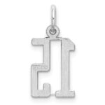 Sterling Silver/Rhodium-plated Elongated Number 15 Charm - Image 4