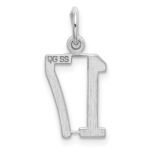 Sterling Silver/Rhodium-plated Elongated Number 17 Charm - Image 4