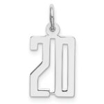 Sterling Silver/Rhodium-plated Elongated Number 20 Charm
