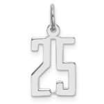 Sterling Silver/Rhodium-plated Elongated Number 25 Charm