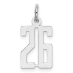 Sterling Silver/Rhodium-plated Elongated Number 26 Charm