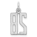 Sterling Silver/Rhodium-plated Elongated Number 28 Charm - Image 4