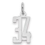 Sterling Silver/Rhodium-plated Elongated Number 34 Charm