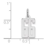 Sterling Silver/Rhodium-plated Elongated Number 66 Charm - Image 2