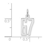 Sterling Silver/Rhodium-plated Elongated Number 67 Charm - Image 3
