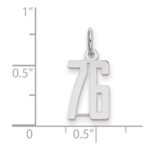 Sterling Silver/Rhodium-plated Elongated Number 76 Charm - Image 2