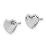 Sterling Silver RH-plated CZ Heart 18in Necklace and Post Earring Set - Image 3