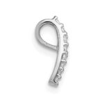 Sterling Silver Rhodium-plated Polished Pave CZ Curved and Tapered Chain Slide Pendant - Image 2
