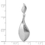 Sterling Silver Rhodium-plated CZ Polished Textured Abstract Tear Drop Pendant - Image 4