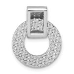 Sterling Silver Rhodium-plated CZ Polished Textured Moveable and Reversible Circle Doorknocker Pendant - Image 3