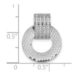 Sterling Silver Rhodium-plated CZ Polished Textured Moveable and Reversible Circle Doorknocker Pendant - Image 4