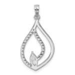 Sterling Silver Rhodium-plated Marquise CZ Polished Teardrop Pendant - Image 3