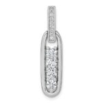 Sterling Silver Rhodium-plated Polished CZ Elongated Oval Pendant