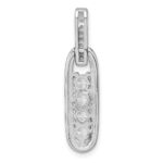 Sterling Silver Rhodium-plated Polished CZ Elongated Oval Pendant - Image 3
