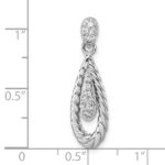 Sterling Silver Rhodium-plated Polished CZ Twisted Teardrop Pendant - Image 4