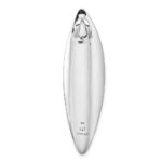 Sterling Silver Rhodium-plated Polished and Brushed Fancy Concave Oval Chain Slide Pendant - Image 3