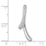 Sterling Silver Rhodium-plated Polished Fancy CZ Ribbon Chain Slide Pendant - Image 4