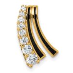 Sterling Silver Gold-tone Black Enamel and CZ Chain Slide Pendant