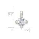 Sterling Silver Polished CZ with 4 CZ Prongs Chain Slide Pendant - Image 4