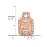 Sterling Silver Rose-tone Polished Pink Glass Stone and CZ Halo Chain Slide Pendant - Image 4