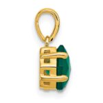 Sterling Silver Gold-tone Polished Hexagon Green Chalcedony Pendant - Image 2