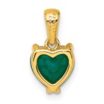 Sterling Silver Gold-tone Polished Green Chalcedony Heart Pendant - Image 3